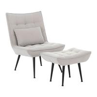 Čalúnené kreslo s podnožkou TOMA, svetlosivé - čierna/svetlosivá, Modern, kov/drevo (68/95/66cm) - Bessagi Home