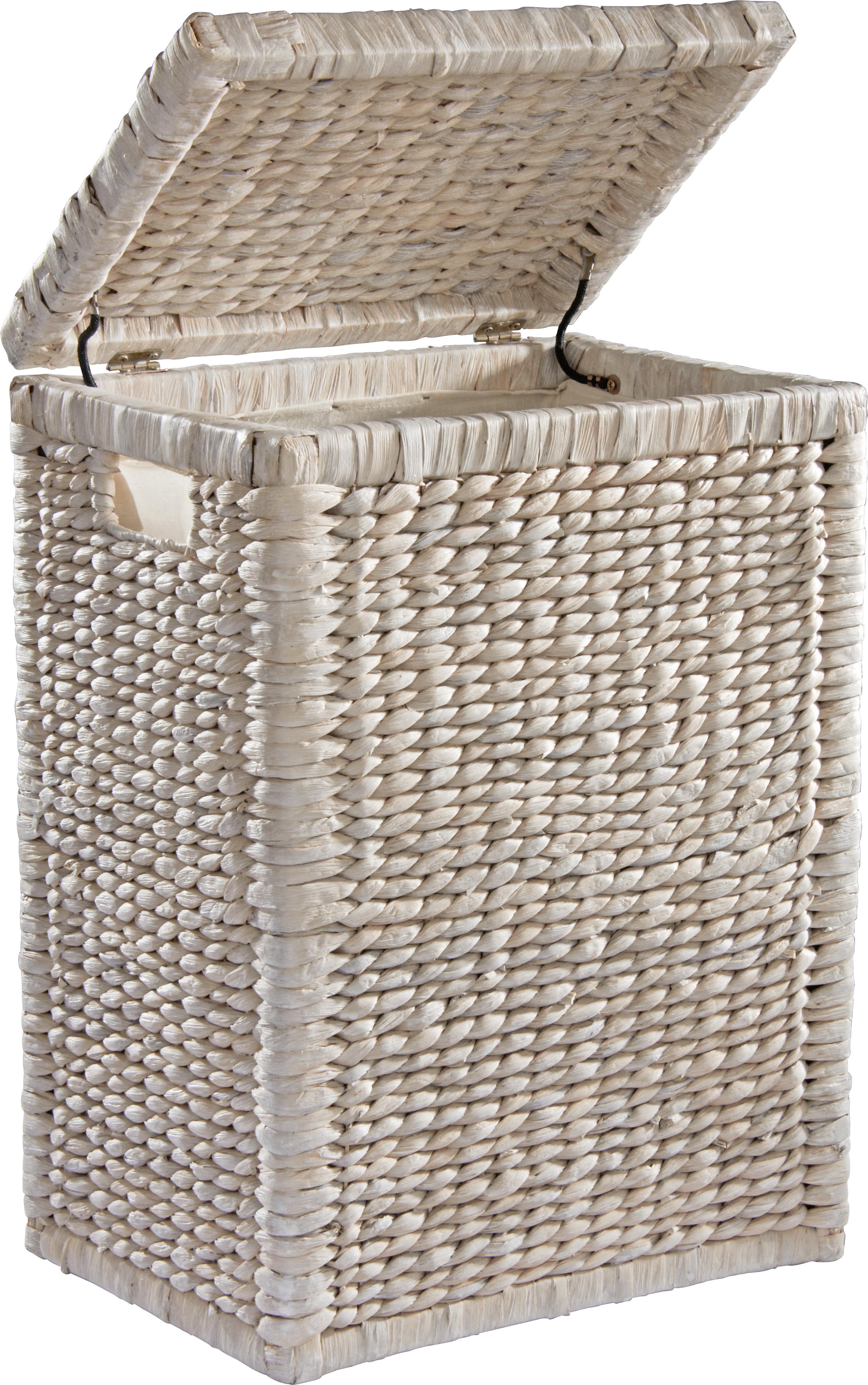 Kôš na bielizeň Tobi I, 28l - biela, Romantik / Landhaus, drevo/prírodné materiály (36/50/26cm) - Zandiara