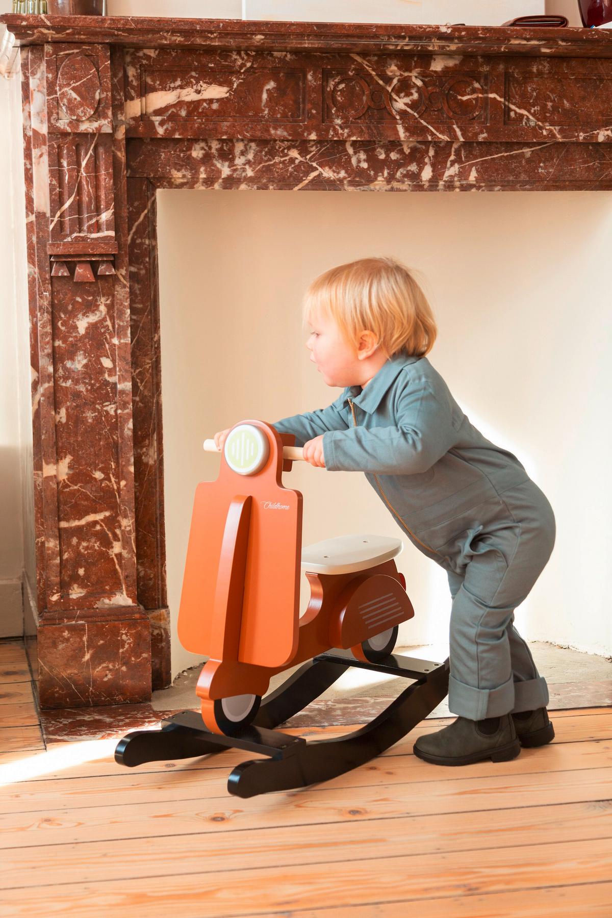 Schaukeltier Roller Schwarz, Rostfarben, L: 70 cm - Rostfarben/Schwarz, KONVENTIONELL, Holzwerkstoff (70/25/57cm) - Childhome