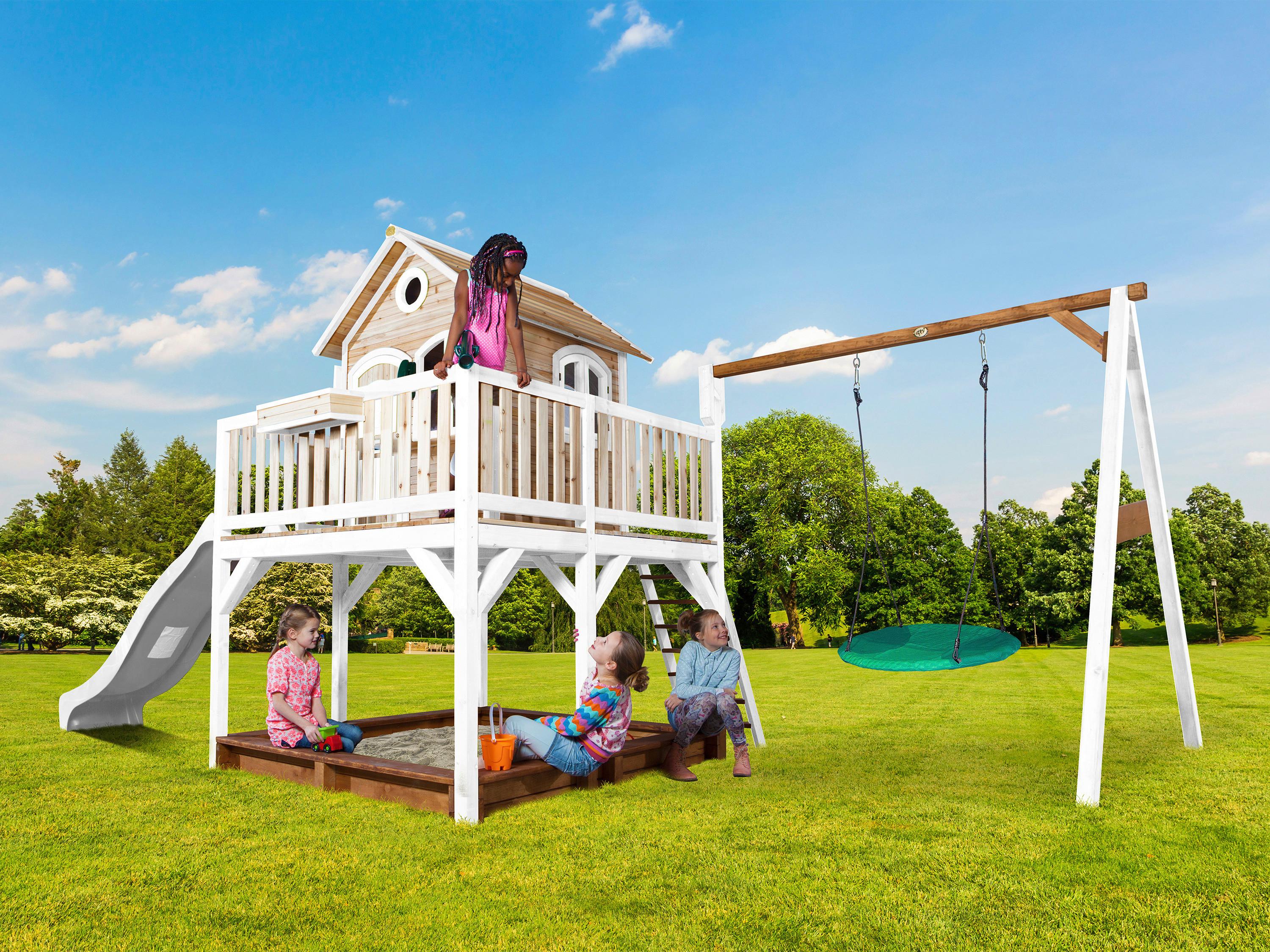 Spielturm A030.154.91 - Weiß/Braun, KONVENTIONELL, Holz (613/291/277cm) - Ambia Garden