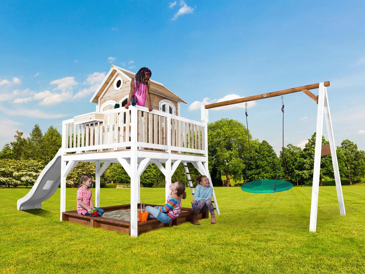 Spielturm A030.154.91 - Weiß/Braun, KONVENTIONELL, Holz (613/291/277cm) - Ambia Garden