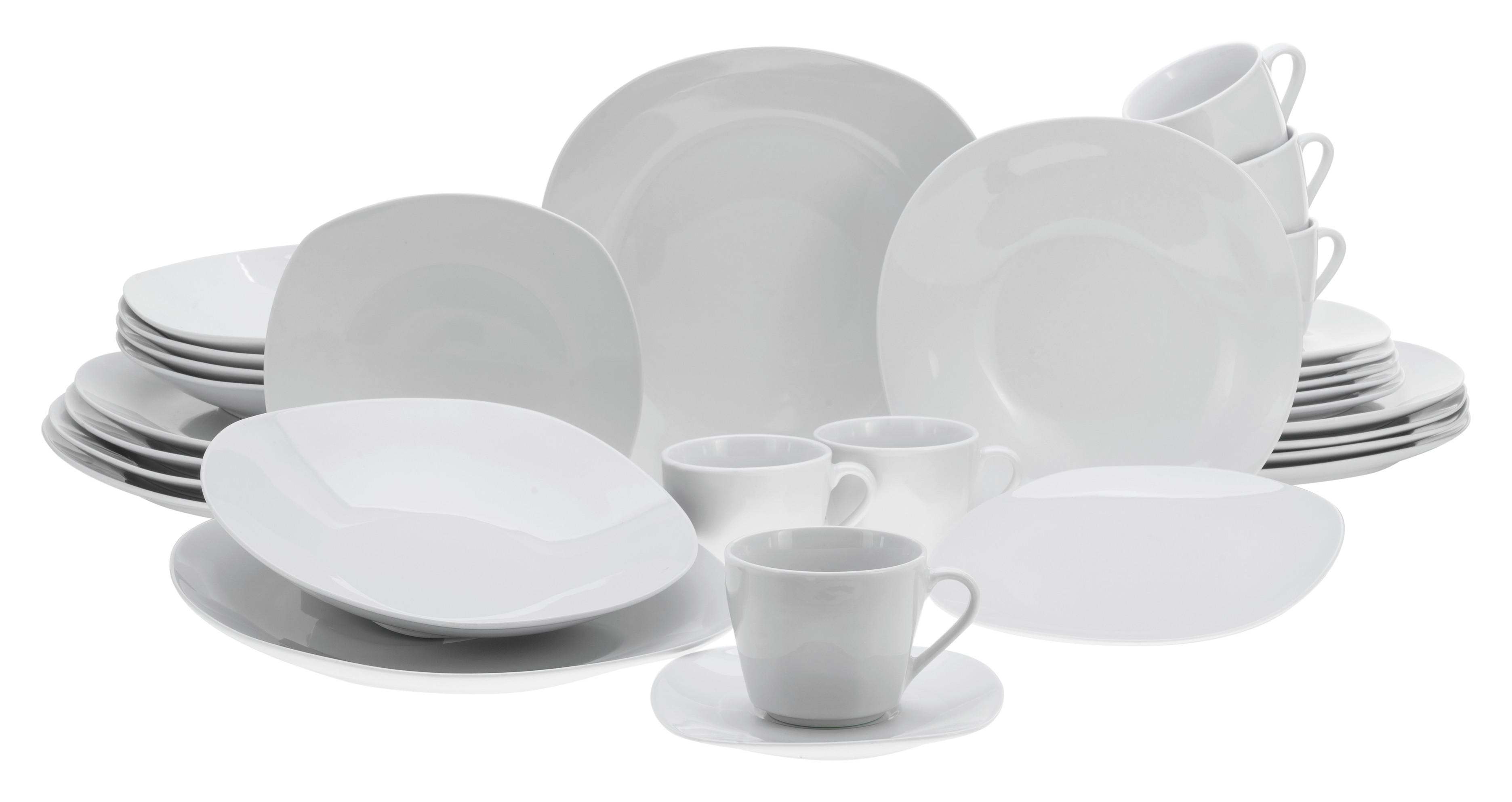 Kombiservice Porzellan 6 Personen Geschirr Set - Weiß, Basics, Keramik - Creatable
