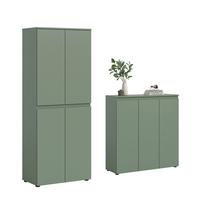Garderobenschrank Scarpa Graugrün B: 140 Cm - Schwarz/Graugrün, Design, Holzwerkstoff (190/175/37cm) - Livetastic