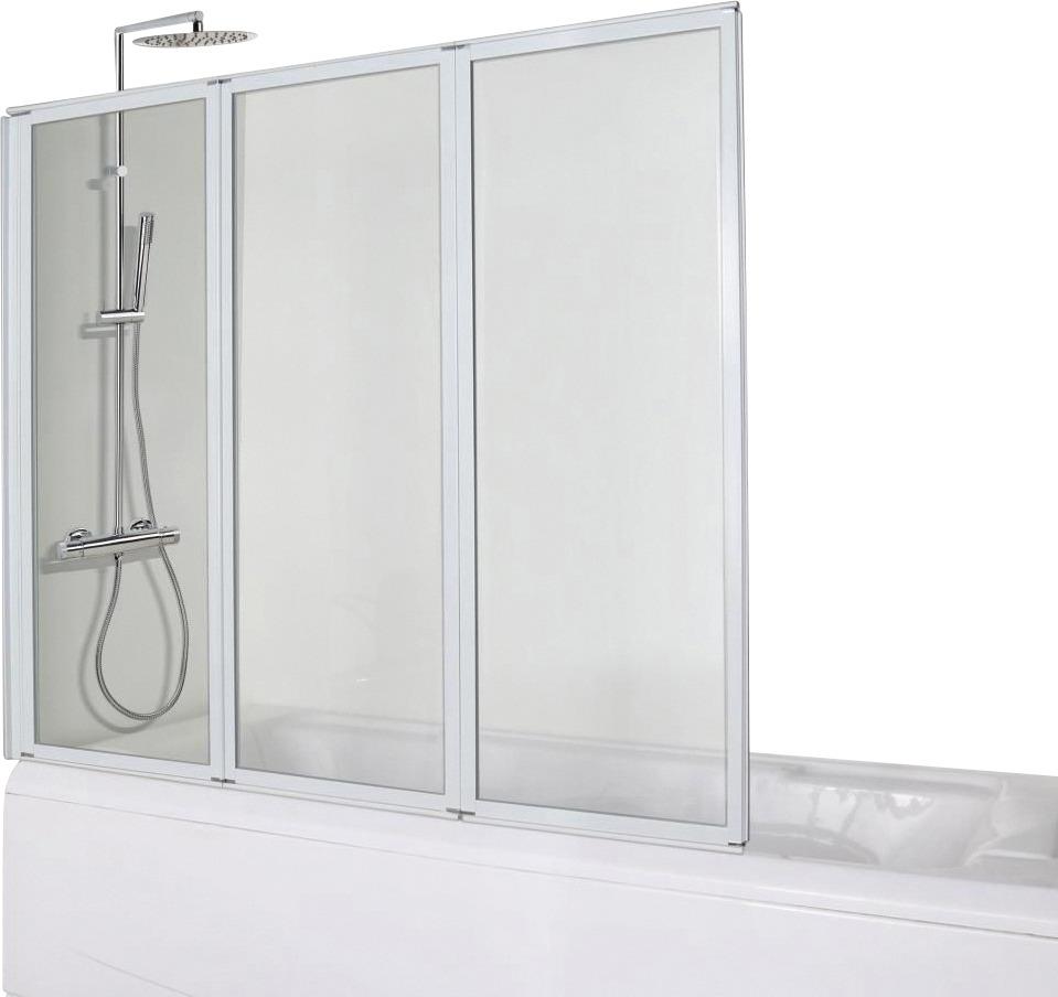 Trojdielna vaňová zástena E1333W - biela, Modern, kov/sklo (130/121cm)