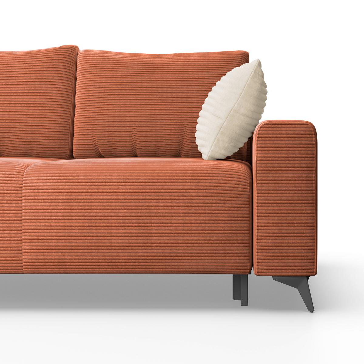 Ecksofa mit Schlaffunktion Lincoln Kupfer Cord 212x270 cm - Schwarz/Kupferfarben, MODERN, Textil (212/270cm)
