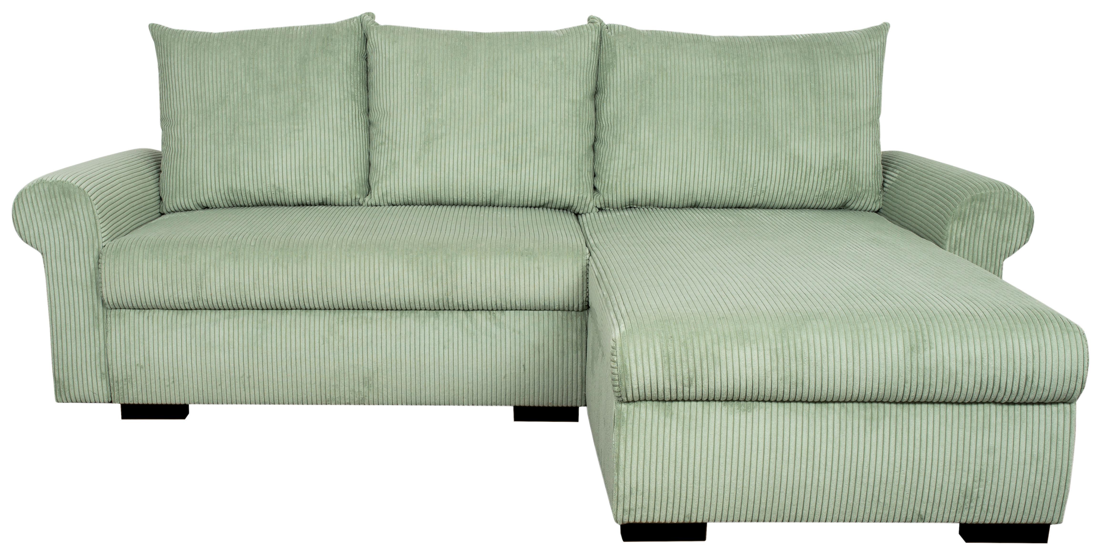 Eckschlafsofa Vasco Grün S: 233x168 cm - Schwarz/Grün, Trend, Textil (233/168cm)