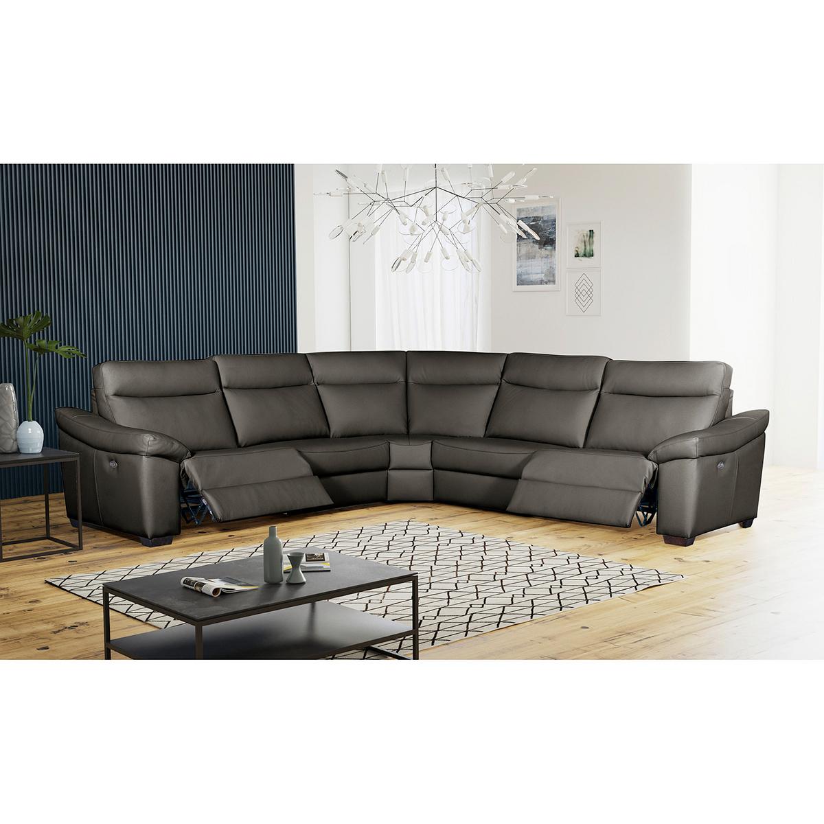 Ecksofa Dakar Anthrazit B: 299x299 Cm - Anthrazit/Schwarz, Design, Leder (299/299cm) - Livetastic