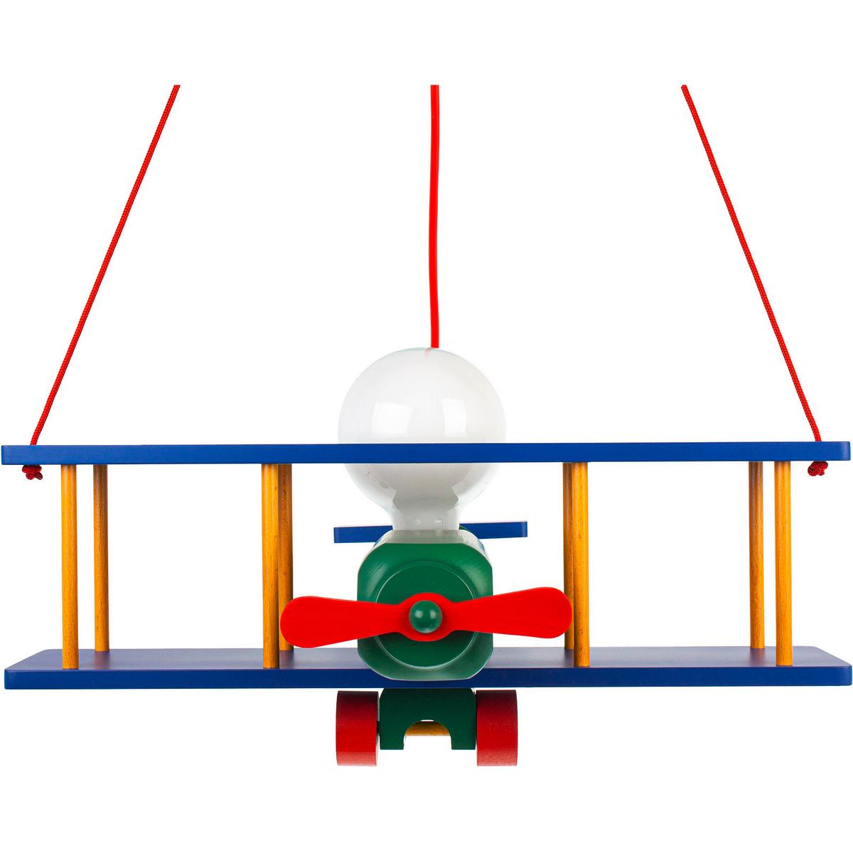 Kinderhängeleuchte Flugzeug H: 75 cm 1-Flammig - Multicolor, KONVENTIONELL, Holz (42/45/75cm)