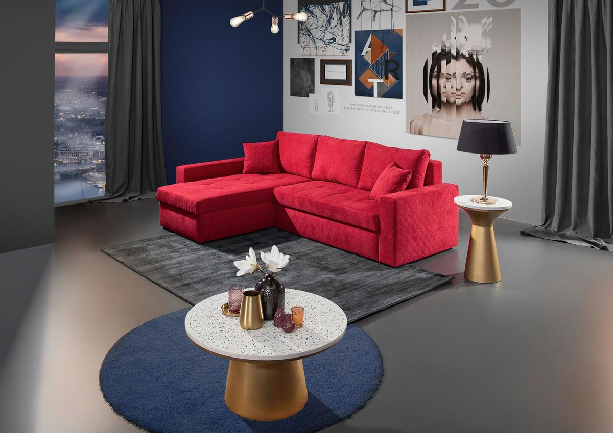 Ecksofa Barkley - Rot/Schwarz, KONVENTIONELL, Textil (176/243cm) - MID.YOU