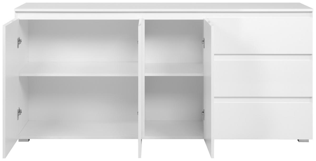 Sideboard Capetown Weiß HG B: 179 cm - Weiß Hochglanz/Silberfarben, Trend, Holzwerkstoff (179/80,5/40cm)
