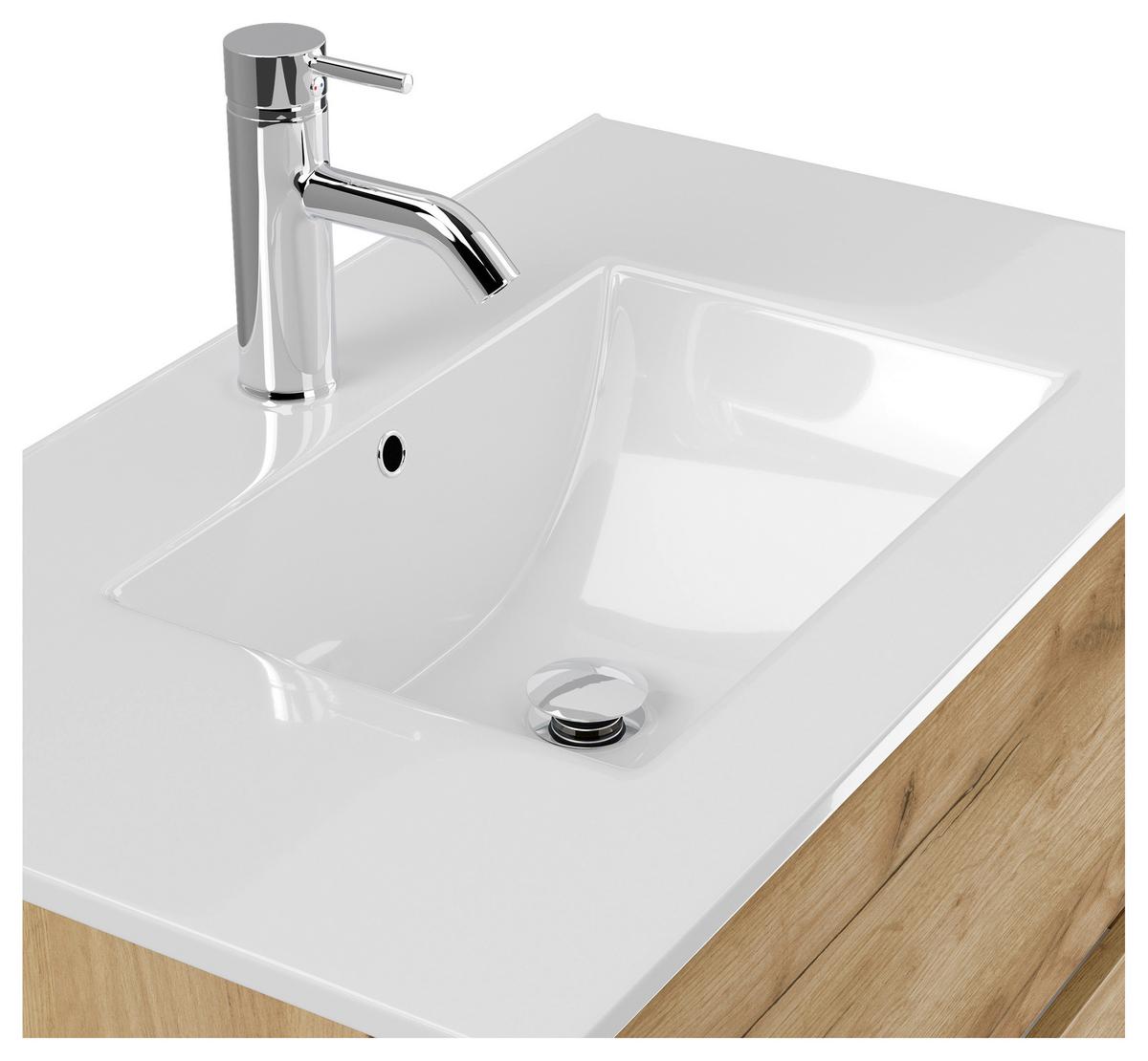 Waschtischkombi Limes Eiche Dekor B: 81 Cm - Eichefarben/Weiß, MODERN, Keramik/Holzwerkstoff (81/58,7/46,5cm) - MID.YOU