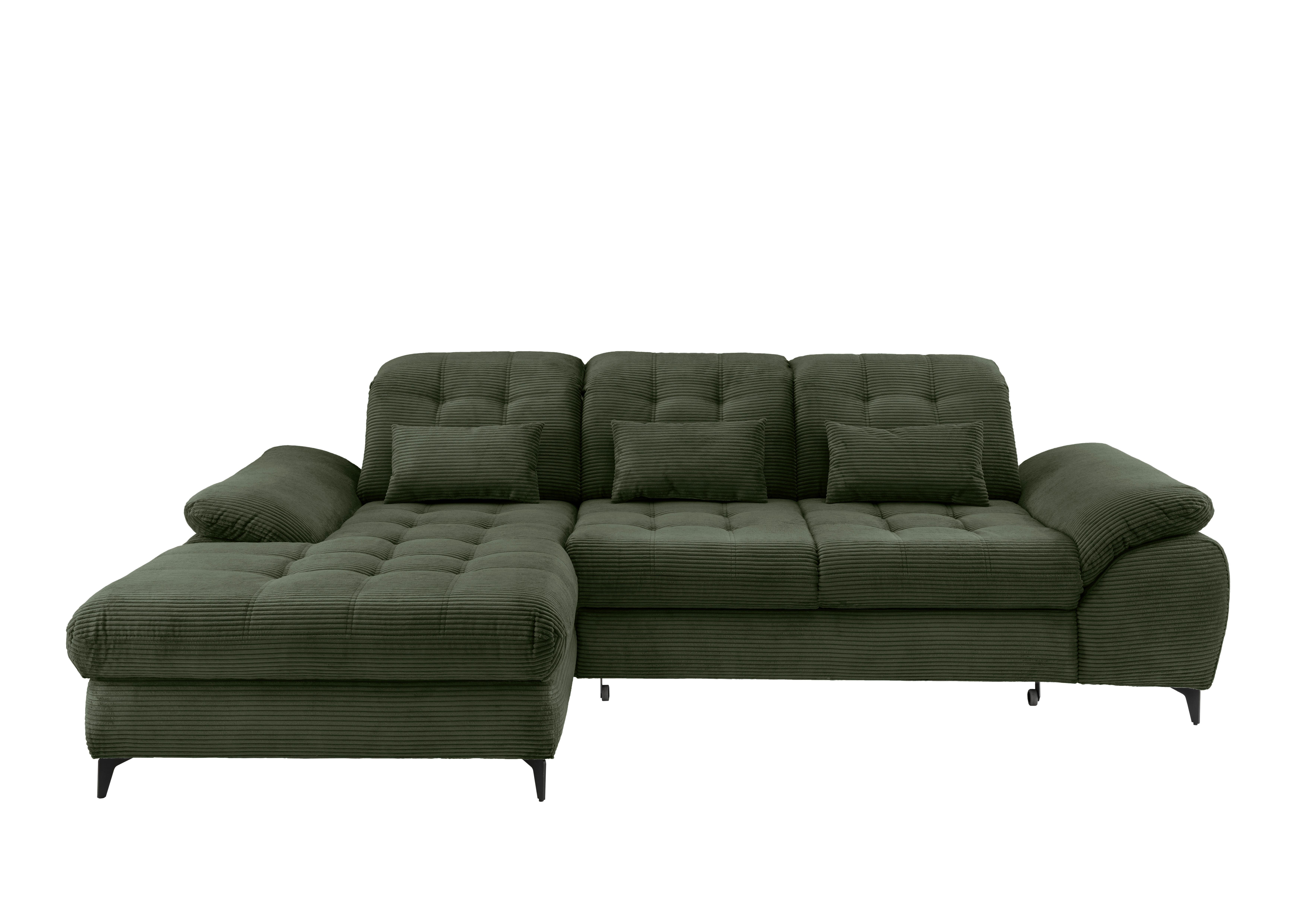 Eckschlafsofa Delphino Dunkelgrün S: 189x273 cm - Dunkelgrün/Schwarz, MODERN, Textil (189/273cm) - Livetastic