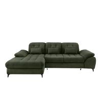 Eckschlafsofa Delphino Dunkelgrün S: 189x273 cm - Dunkelgrün/Schwarz, MODERN, Textil (189/273cm) - Livetastic