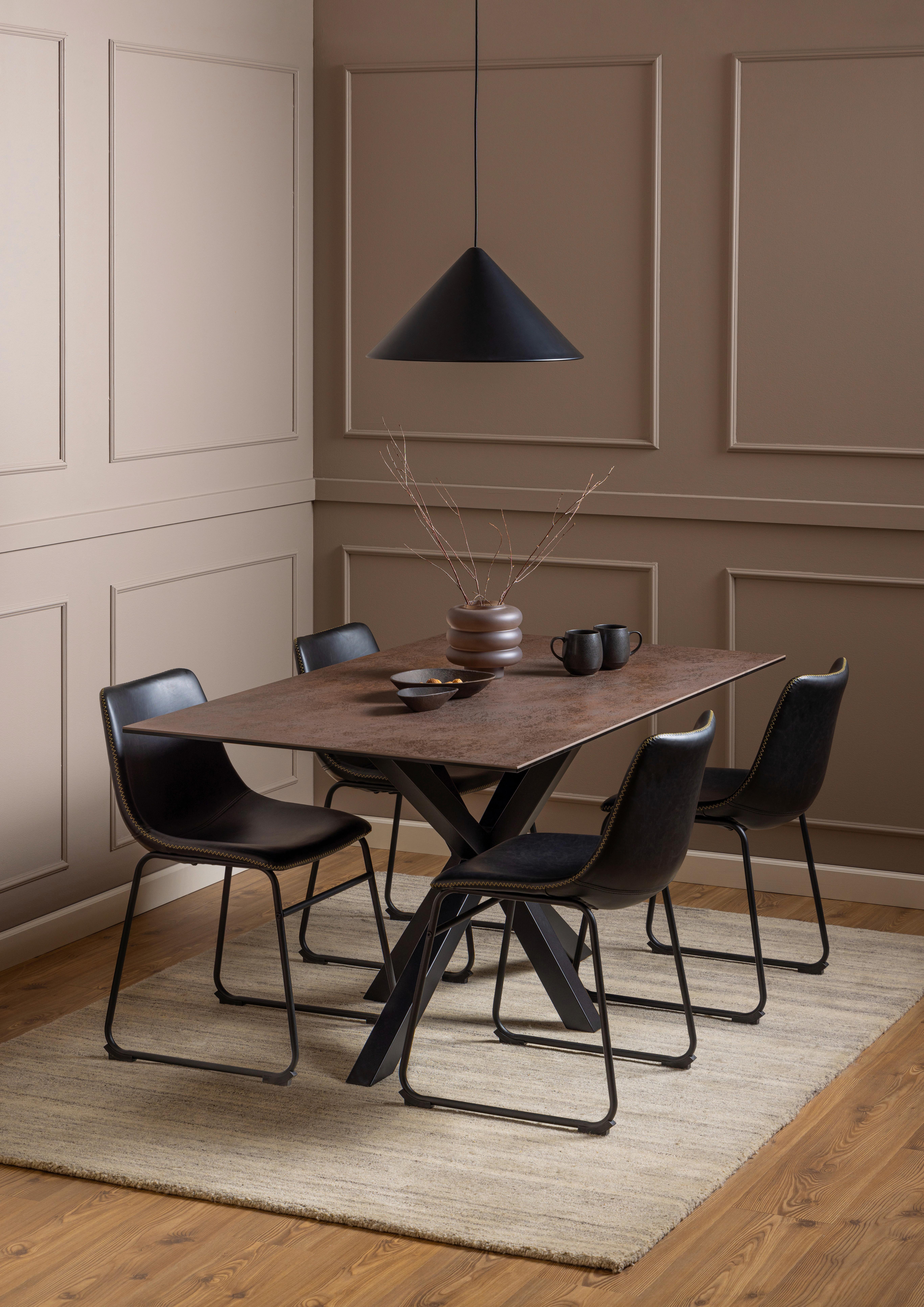 Esstisch Heaven 160x90x75,5cm Braun/Schwarz - Schwarz/Braun, Trend, Keramik/Metall (160/90/75,5cm) - MID.YOU