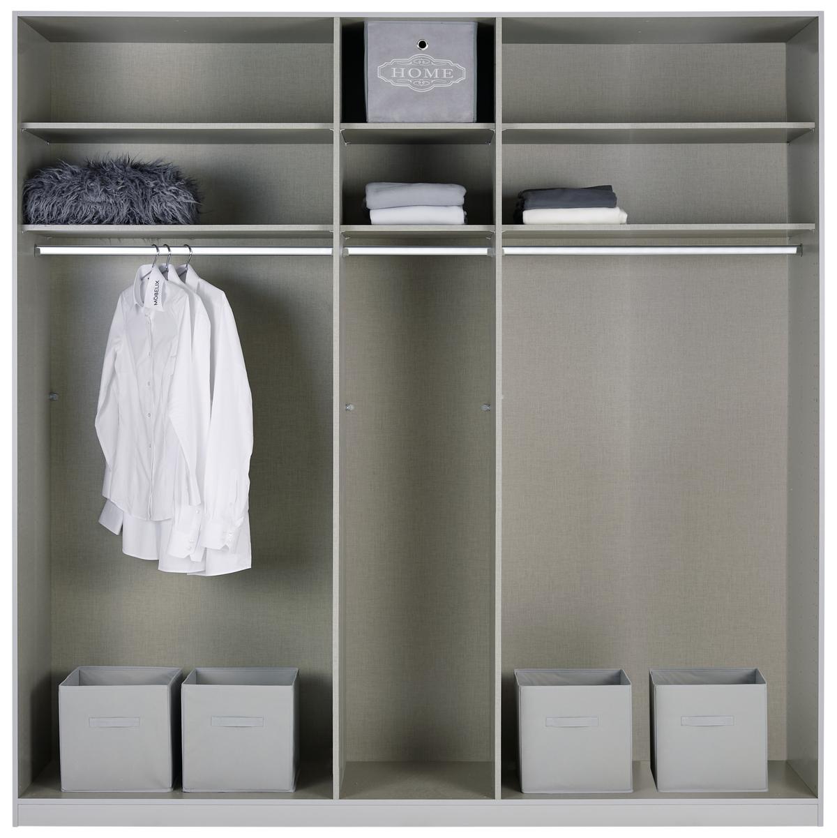 Drehtürenschrank Mit Spiegel 226 cm Alabama, Seidengrau - Transparent/Hellgrau, MODERN, Holzwerkstoff (226/229/54cm)