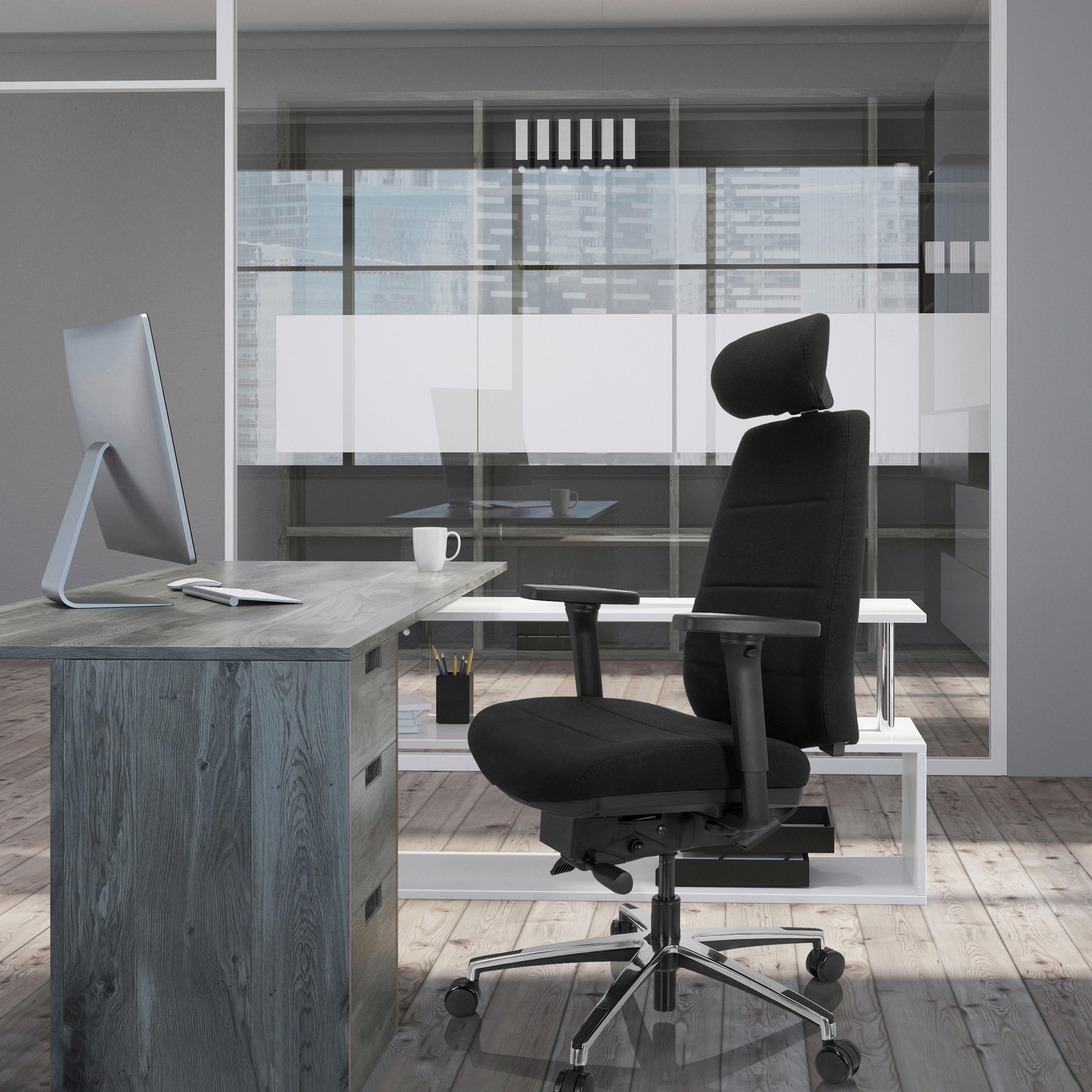 Bürostuhl Phoenix Pro Schwarz Bis 120 Kg - Silberfarben/Schwarz, Basics, Kunststoff/Textil (70/113/56cm) - MID.YOU