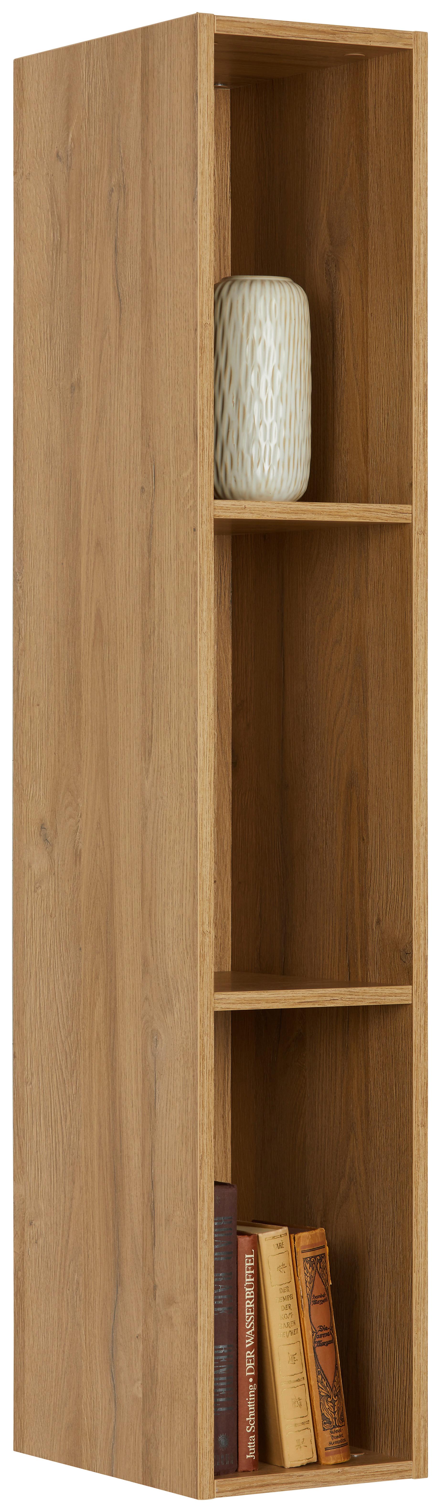 Nástěnný Regál Max Box - barvy dubu, Moderní, kompozitní dřevo (120/22/32cm) - Premium Living