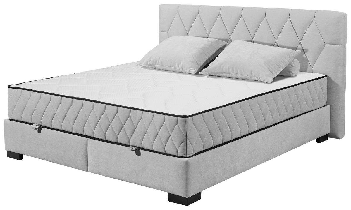 Boxbett Nagol B - Hellgrau/Schwarz, MODERN, Holzwerkstoff/Textil (180/200cm) - MID.YOU