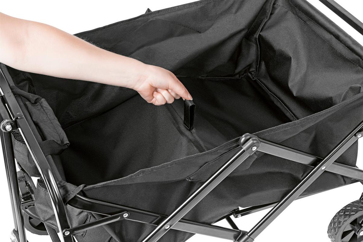 Bollerwagen Praktik Schwarz Max. 80 Kg mit Staufächern - Schwarz, MODERN, Kunststoff/Metall (67/16,5/50,5cm) - TV - Unser Original