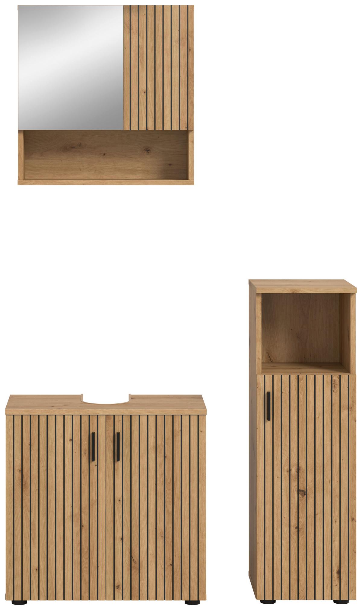 BADEZIMMER Eiche Artisan B: 105cm - Schwarz/Eiche Artisan, Basics, Holzwerkstoff (105cm) - MID.YOU