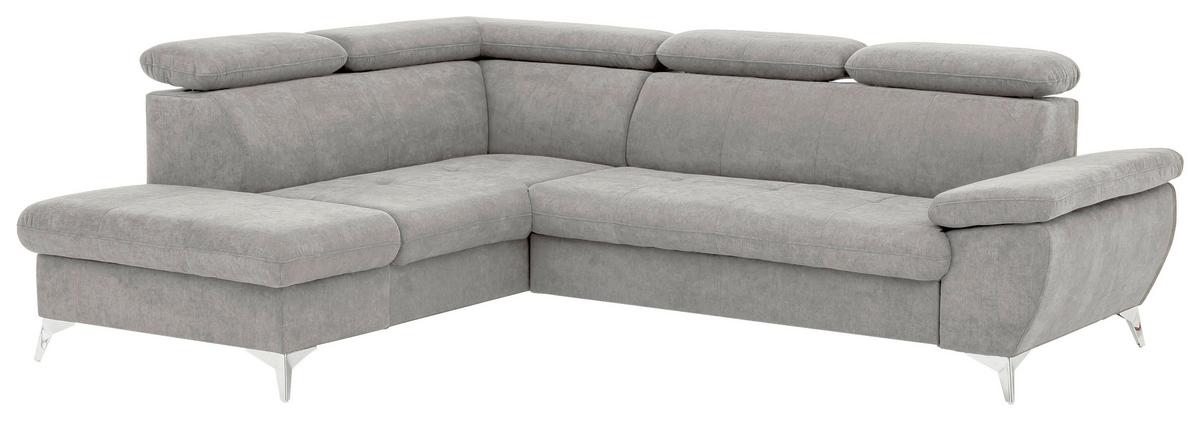 Ecksofa mit Schlaffunktion und Bettkasten Gisele Grau - Chromfarben/Grau, KONVENTIONELL, Textil (209/256cm) - Livetastic
