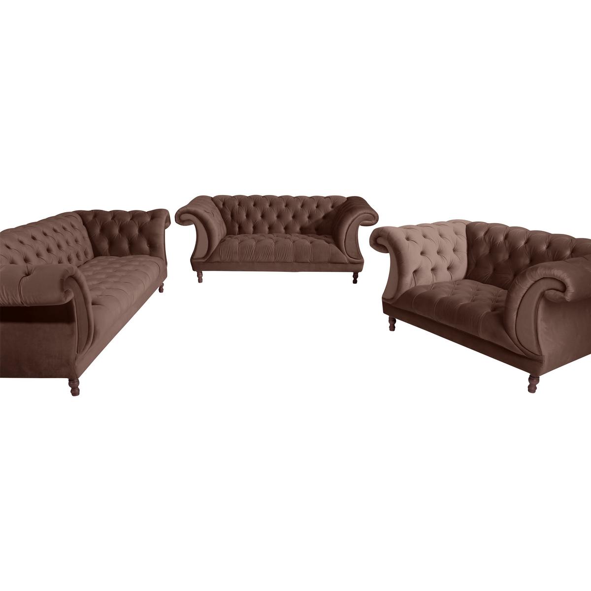 2-Sitzer-Sofa Ivette mit Armlehnen Braun Velours - Nussbaumfarben/Braun, Design, Textil (200/80/100cm) - Max Winzer