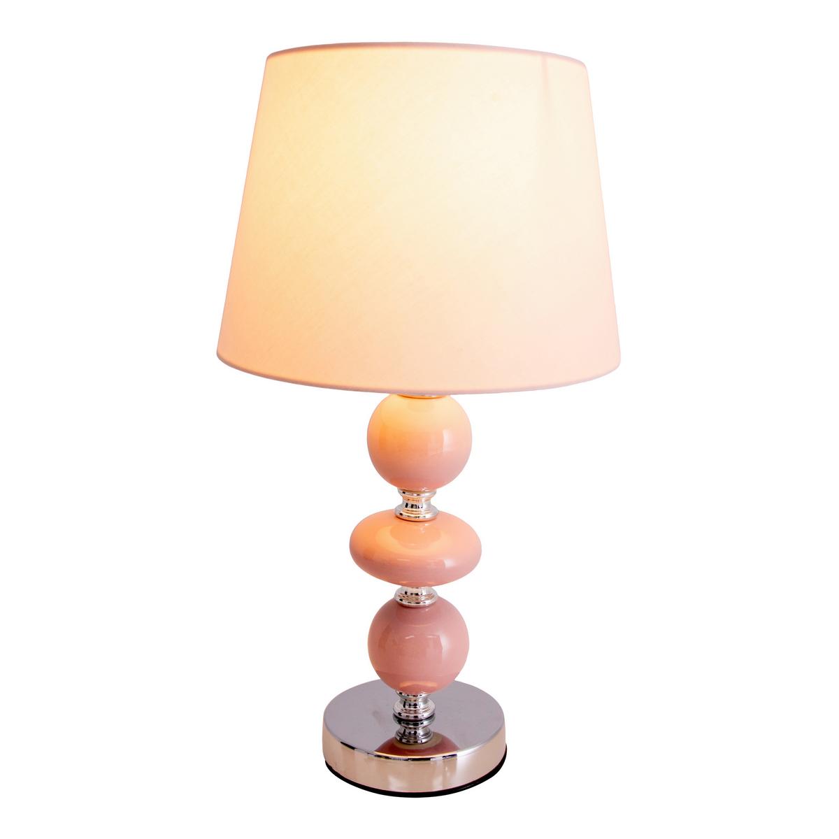 Tischlampe Rosa/Chromfarben mit Kippschalter - Chromfarben/Rosa, Design, Keramik/Textil (20/36cm) - Näve