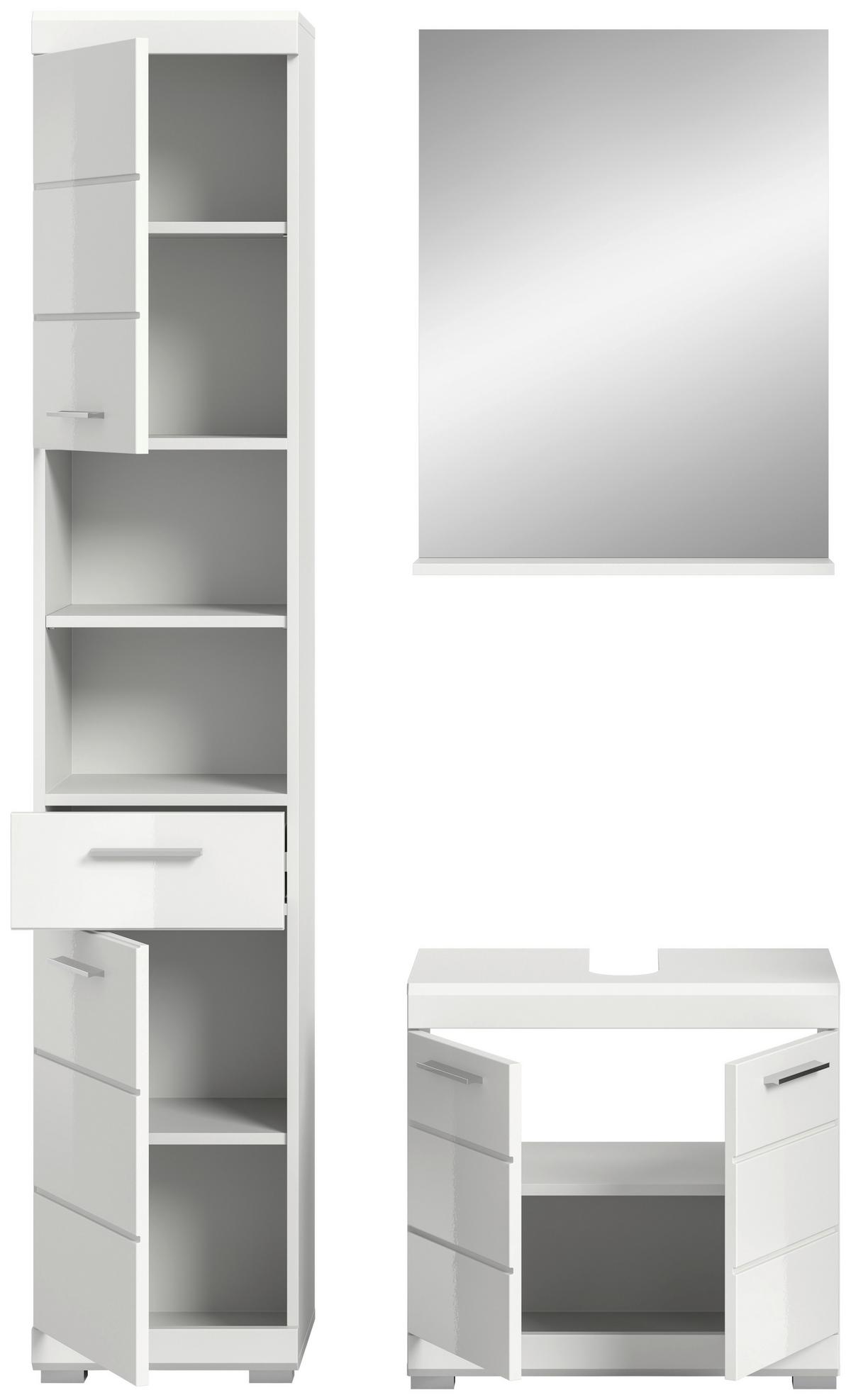 Badezimmer Scout Weiß B: 97 Cm - Weiß Hochglanz/Silberfarben, MODERN, Glas/Holzwerkstoff (97cm) - MID.YOU