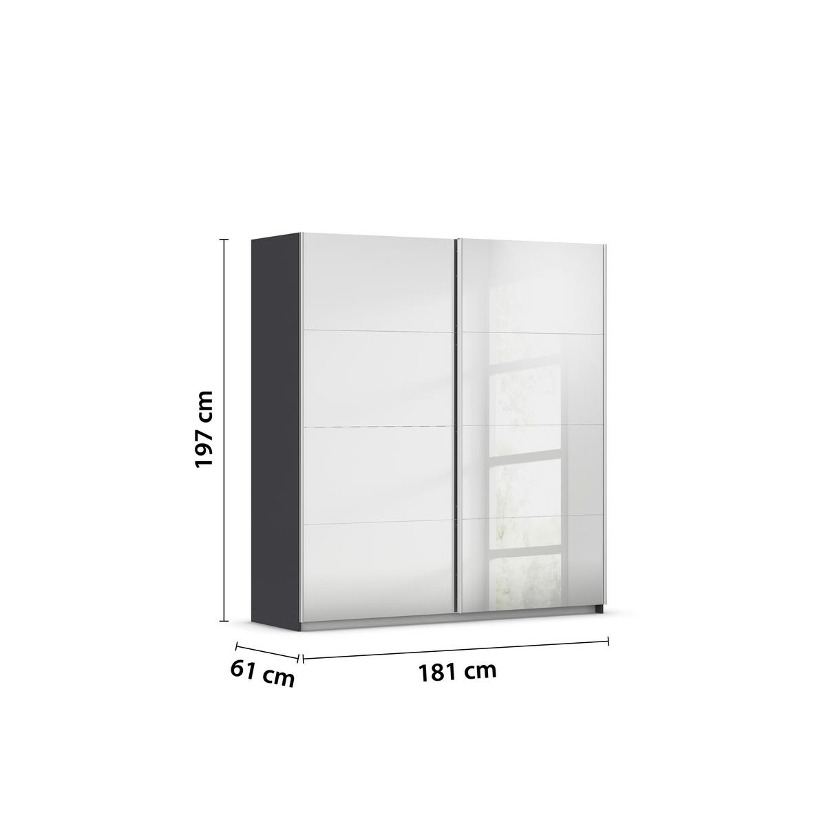 Schwebetürenschrank Subito - Silberfarben/Graphitfarben, MODERN, Holzwerkstoff (181/197/61cm) - Rauch Möbel
