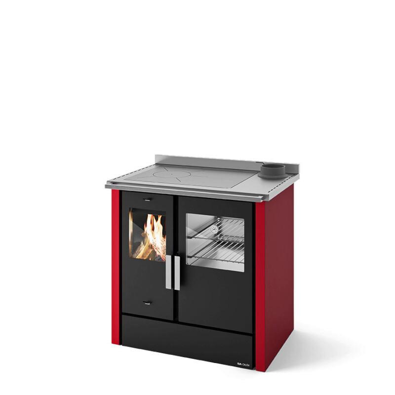Kaminofen Küchenherd Elvira Rot - Rot, LIFESTYLE, Metall (85/87/57cm)