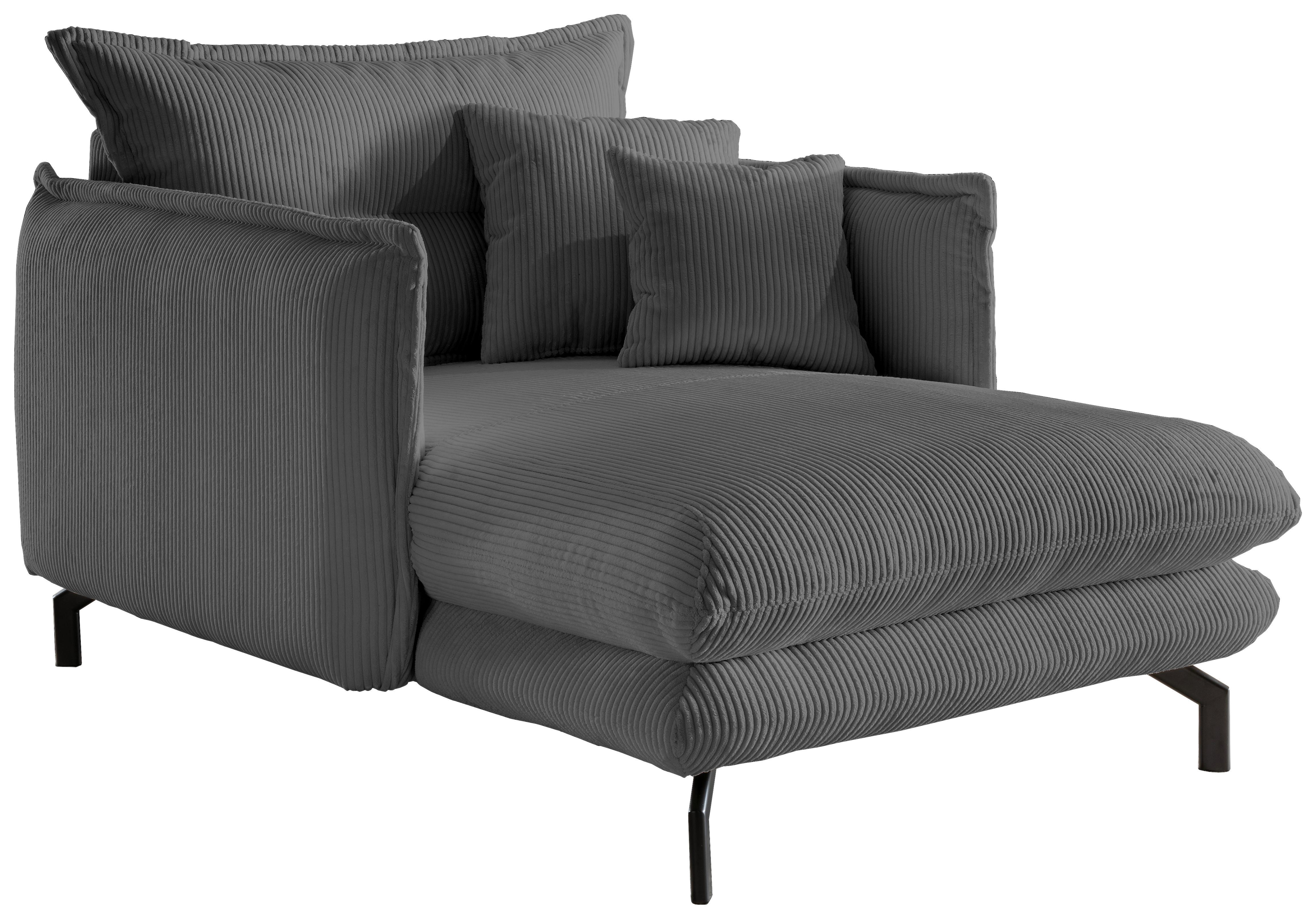 Xxl-sessel Lava Grau B: 111 Cm - Schwarz/Grau, MODERN, Textil (111/101/167cm) - Livetastic
