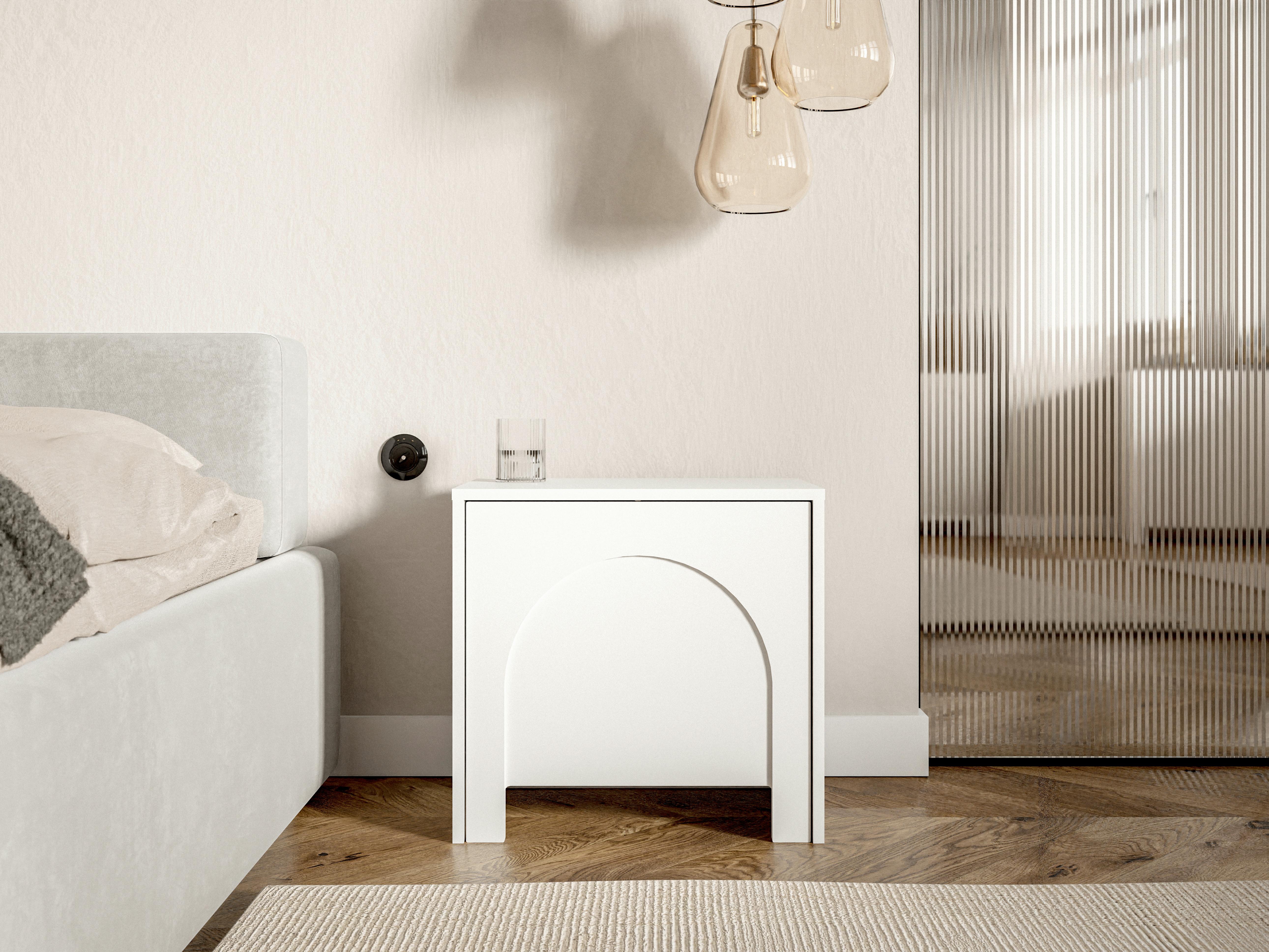 NOČNÝ STOLÍK ARCO - biela, Design, kompozitné drevo (50/49/35cm)