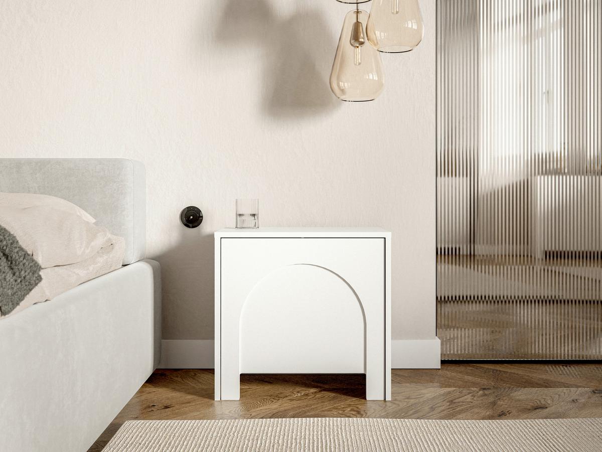 NOČNÝ STOLÍK ARCO - biela, Design, kompozitné drevo (50/49/35cm)