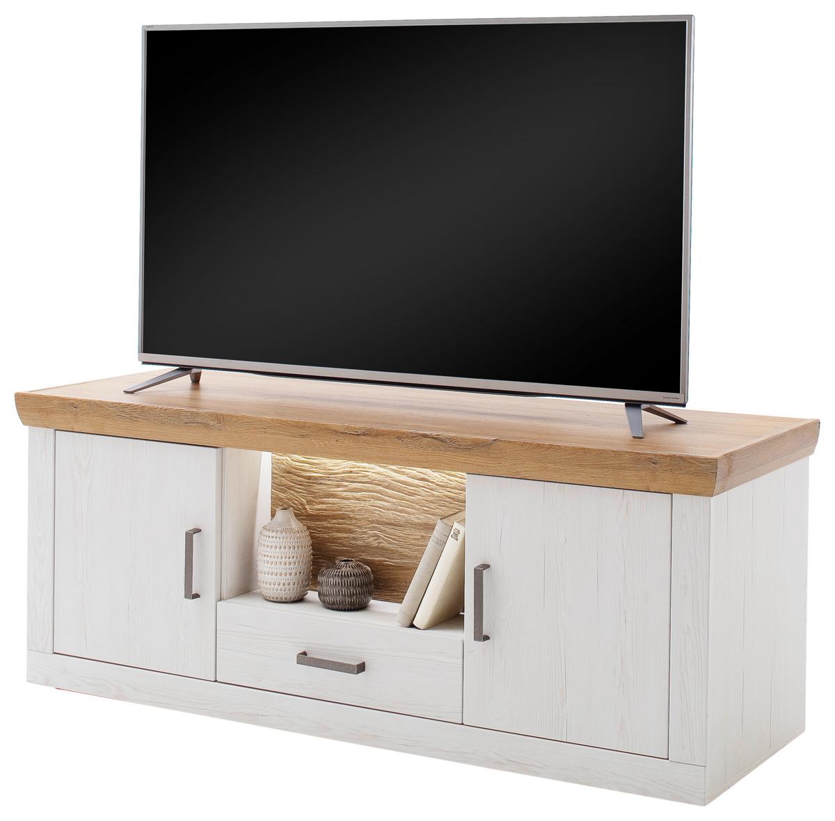 Lowboard Madrid B: 154 Cm Eiche Dekor/pinienfarben - Eichefarben/Schwarz, Design, Holzwerkstoff (154/62/50cm) - MID.YOU