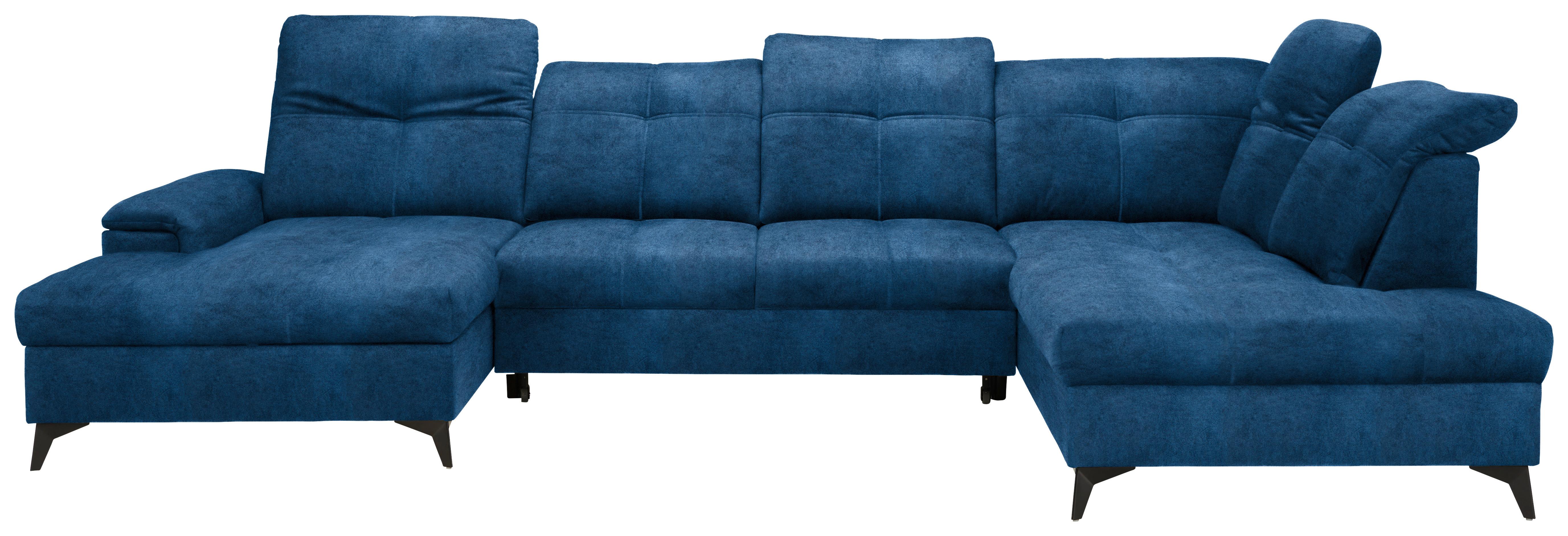 Rohová sedačka U SIERRA, pravá, modrá CLOUD - modrá/černá, Moderní, kov/textil (181/364/230cm) - Mömax