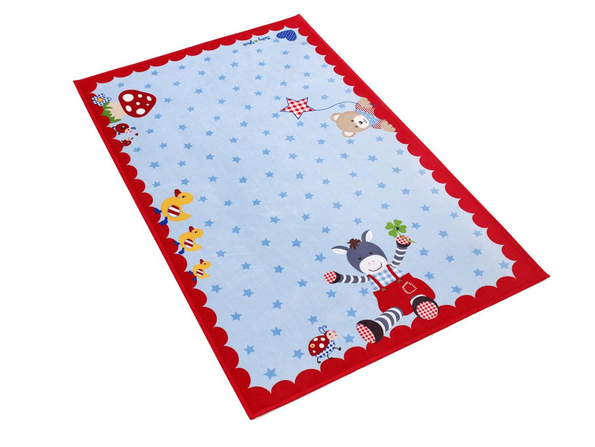 Kinderteppich Tier Blau/rot Baby Glück 80x150 Cm - Blau/Rot, Trend, Textil (80/150cm)