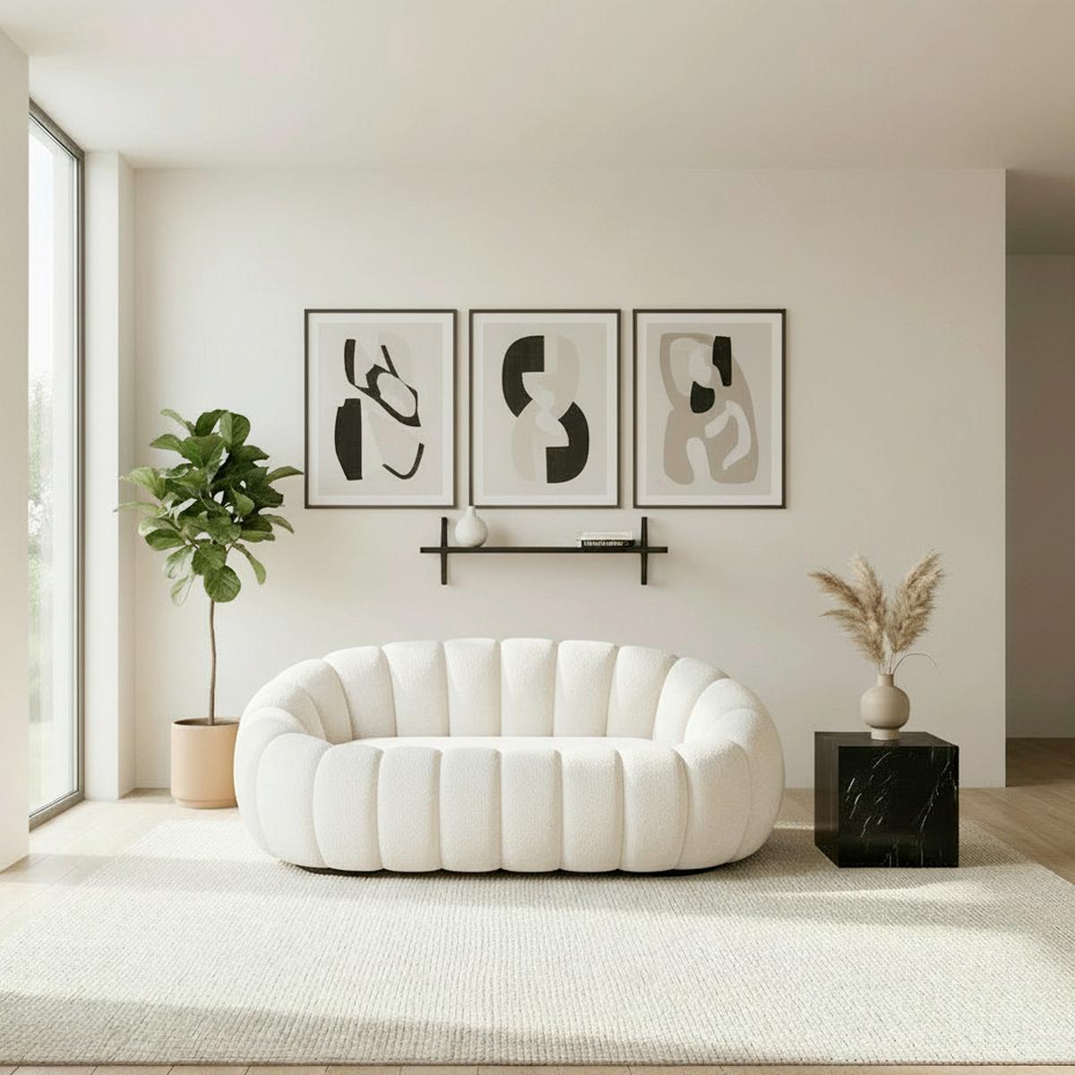 Pohovka LENA, bílá žinylka, max. 280 kg - bílá, Moderní, dřevo/textil (148/62/92cm) - Bessagi Home