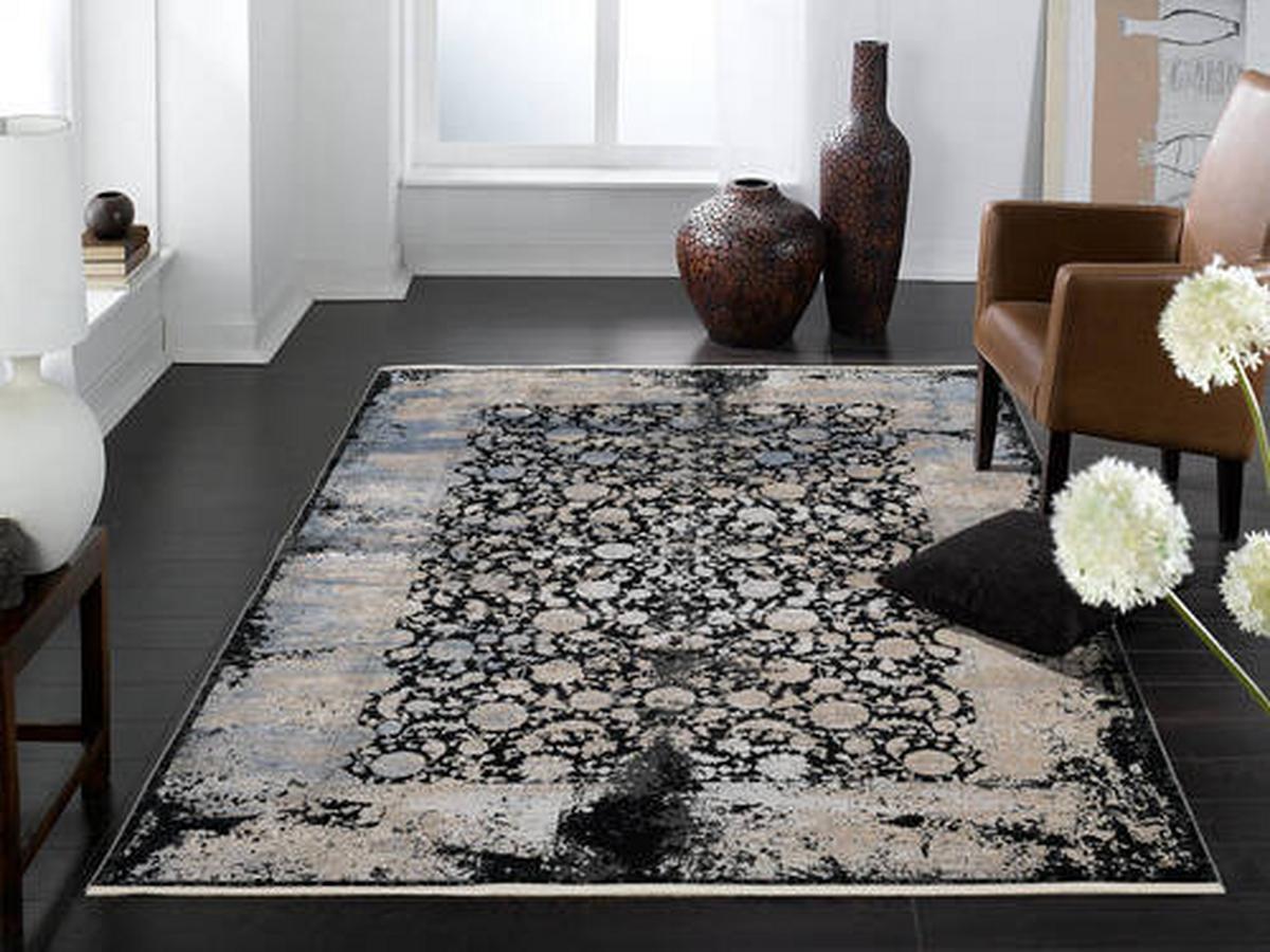 Webteppich Colorado Flower - Dunkelgrau/Hellgrau, Design, Textil (67/130cm) - Musterring