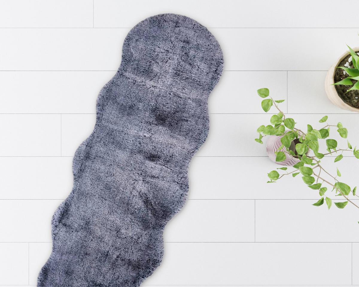 Fellteppich Misha Anthrazit 55x160 cm - Dunkelgrau/Anthrazit, MODERN, Textil (55/160cm) - Luca Bessoni