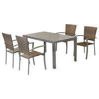 Gartenset Savona - Silberfarben/Naturfarben, MODERN, Kunststoff/Metall - Gardenson