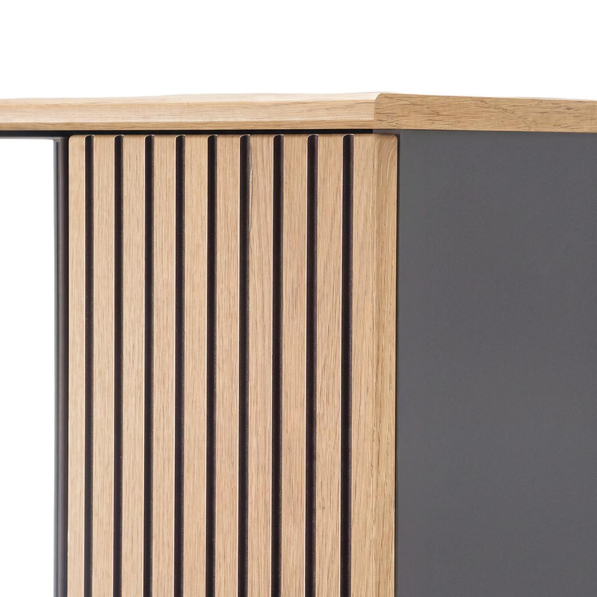 Garderobenschrank Clever Anthrazit B: 55,5 cm - Eichefarben/Anthrazit, MODERN, Glas/Holzwerkstoff (55,5/193/38cm)