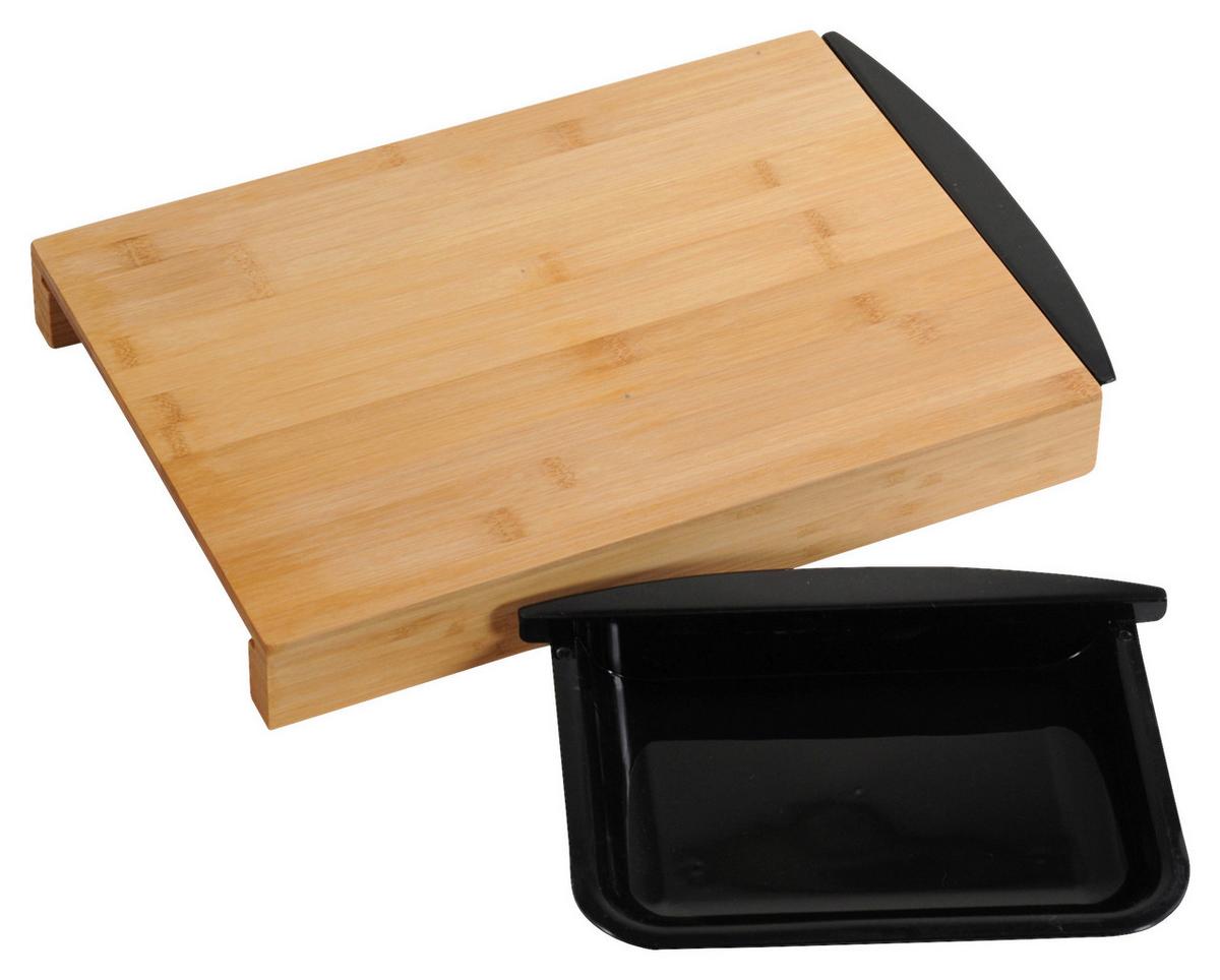 Schneidebrett Aus Holz Mit 2 Auffangschalen B: 25,5 Cm - Schwarz, Basics, Holz/Kunststoff (25,5/4/41cm) - Kesper