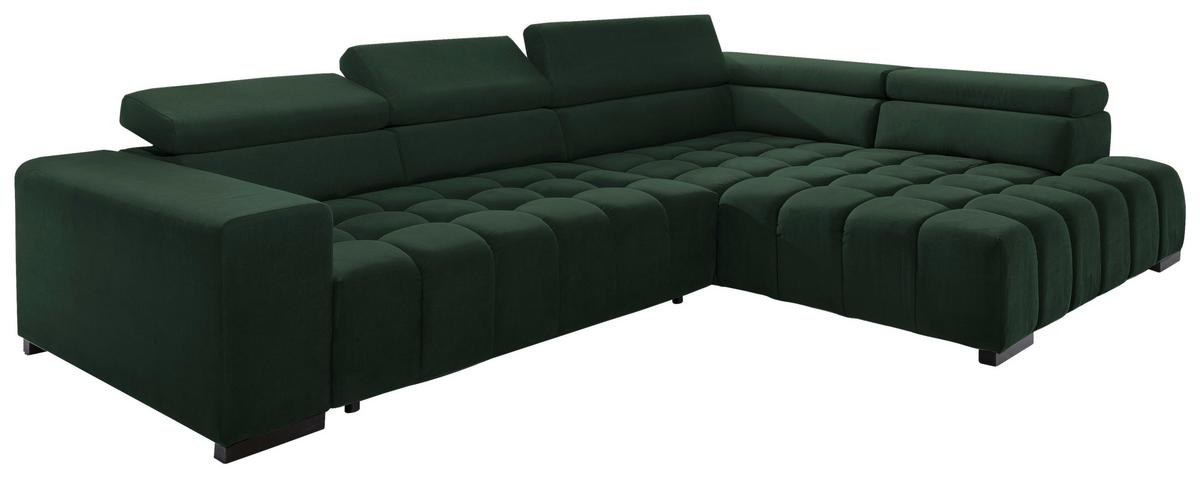 Eckschlafsofa Elias Neu Grün S: 307 cm - Schwarz/Grün, Design, Textil (307/201cm) - Livetastic