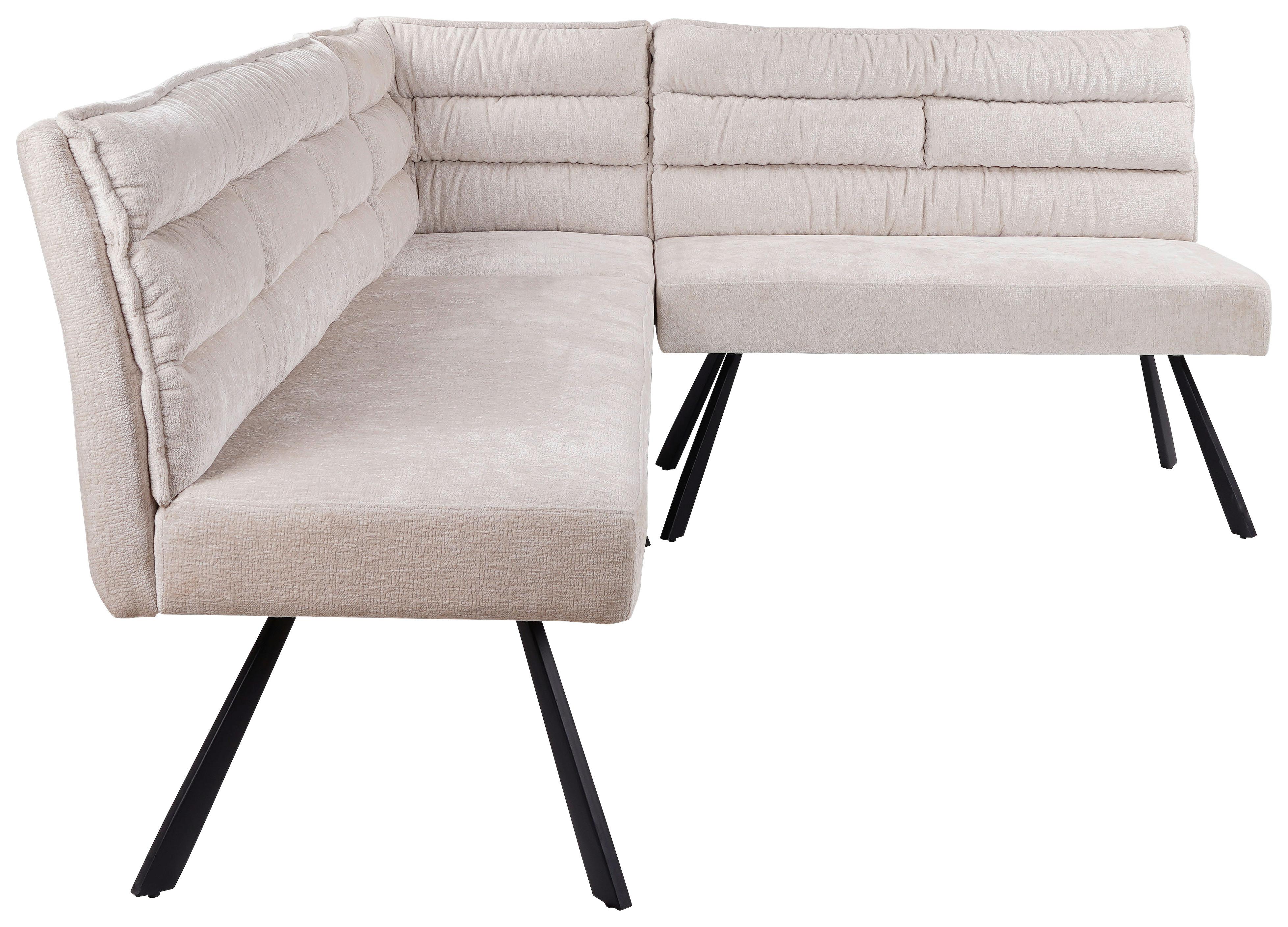 Eckbank Yuri Beige, Schenkel: 176x214 Cm - Beige/Schwarz, LIFESTYLE, Textil/Metall (176-214/68/88cm) - Livetastic
