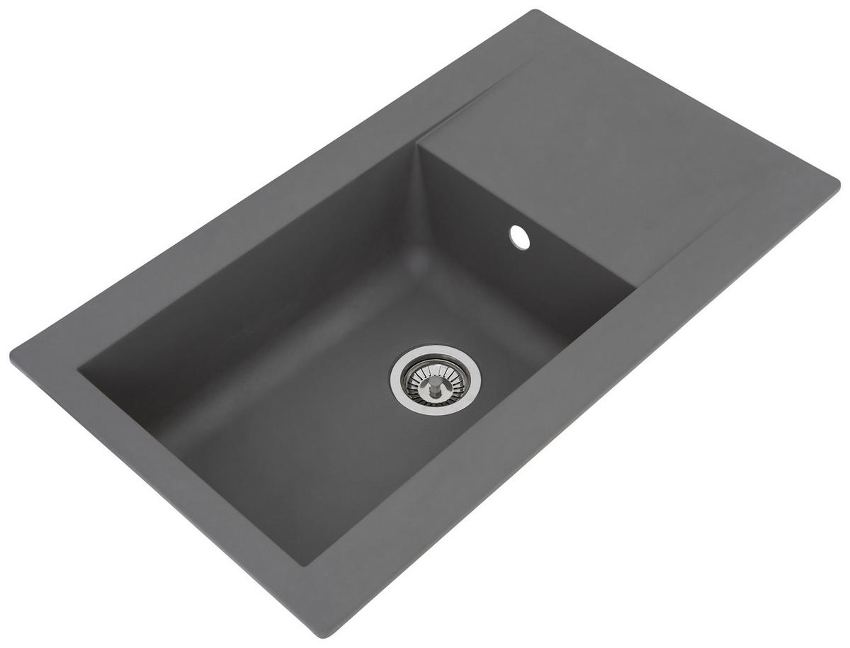 Spüle Respekta Denver Kunststein Bxt: 86x50 Cm - Grau, Trend, Glas/Kunststoff (86/20/50cm) - Respekta
