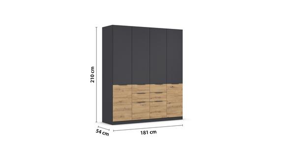 Drehtürenschrank Mit Schubladen 181cm Max-Extra - Eiche Artisan/Grau, KONVENTIONELL, Holzwerkstoff (181/210/54cm) - James Wood