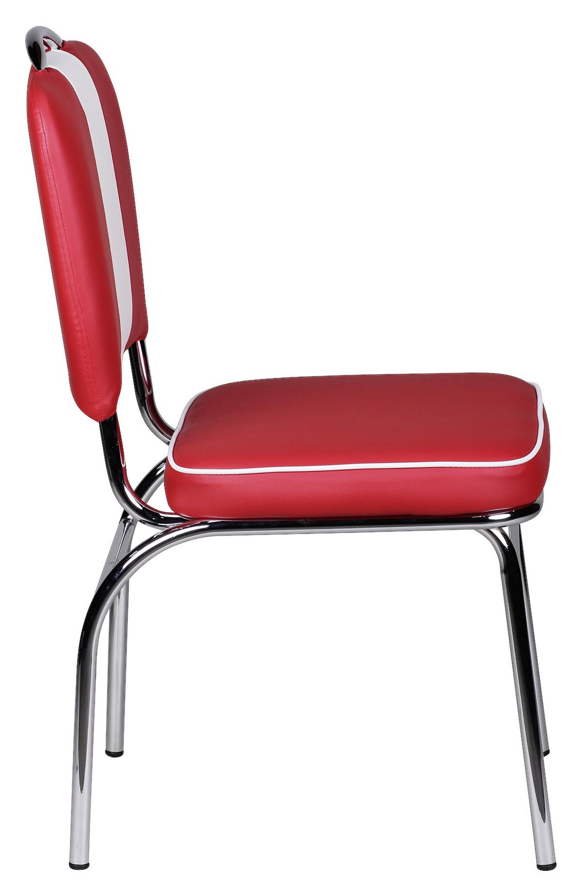 Retro židle Elivis bílá/červená - bílá/barvy stříbra, Moderní, kov/plast (47/90/45cm) - MID.YOU