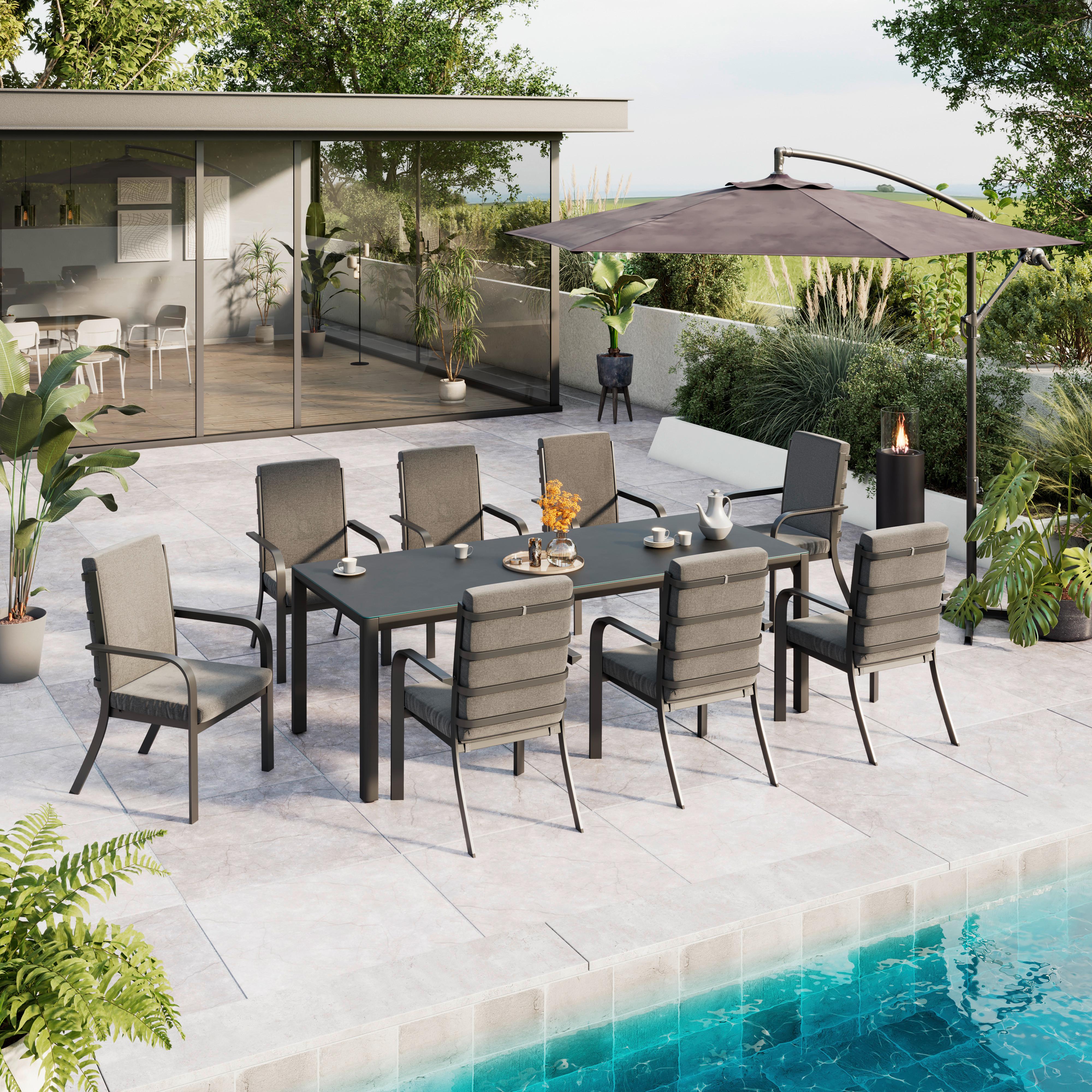 Gartensessel Bogota - Dunkelgrau, Trend, Textil/Metall (59.5/92/69.5cm) - Beldano