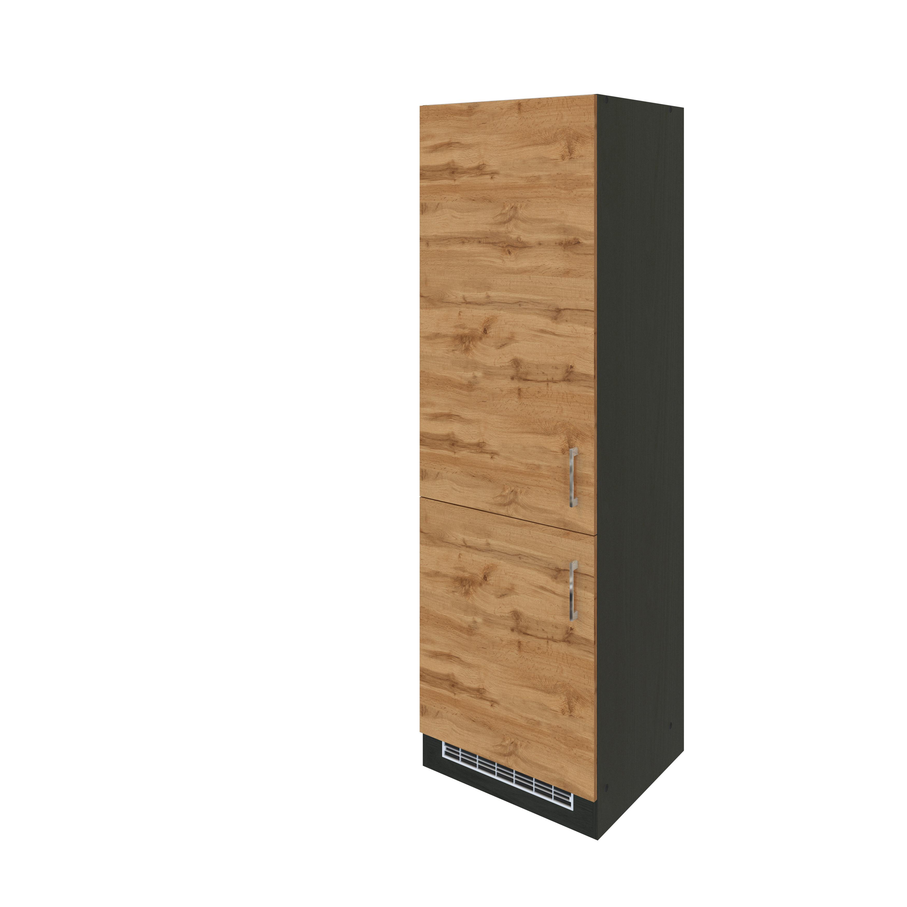 Kühlschrank-Umbauschrank Kombi B: 60 cm Eiche Dekor - Eichefarben/Erlefarben, MODERN, Holzwerkstoff (60/200/60cm) - Held