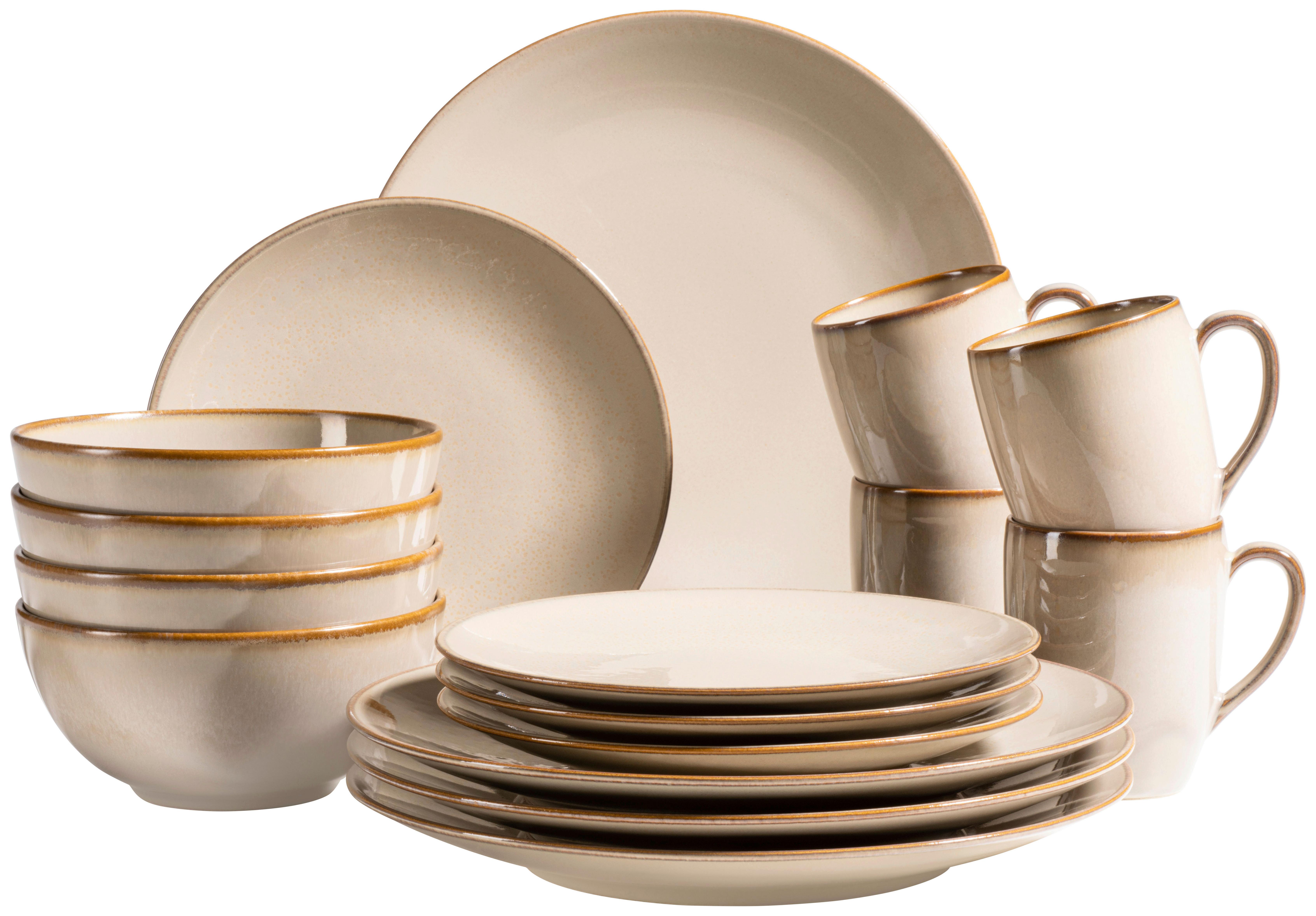 Kombiservice Ossia Keramik 4 Personen Geschirr Set - Sandfarben, Basics, Keramik - Mäser